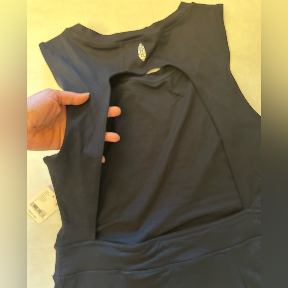 Free People Movement Easy Does It Black athletic mini Dress NWT Sz-L AA1 - Picture 10 of 15
